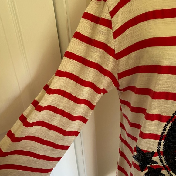 Zara Sequin Anchor Star Red/Ivory Stripe Nautical Beach Tunic Coverup Top.Sz-M - Picture 6 of 16
